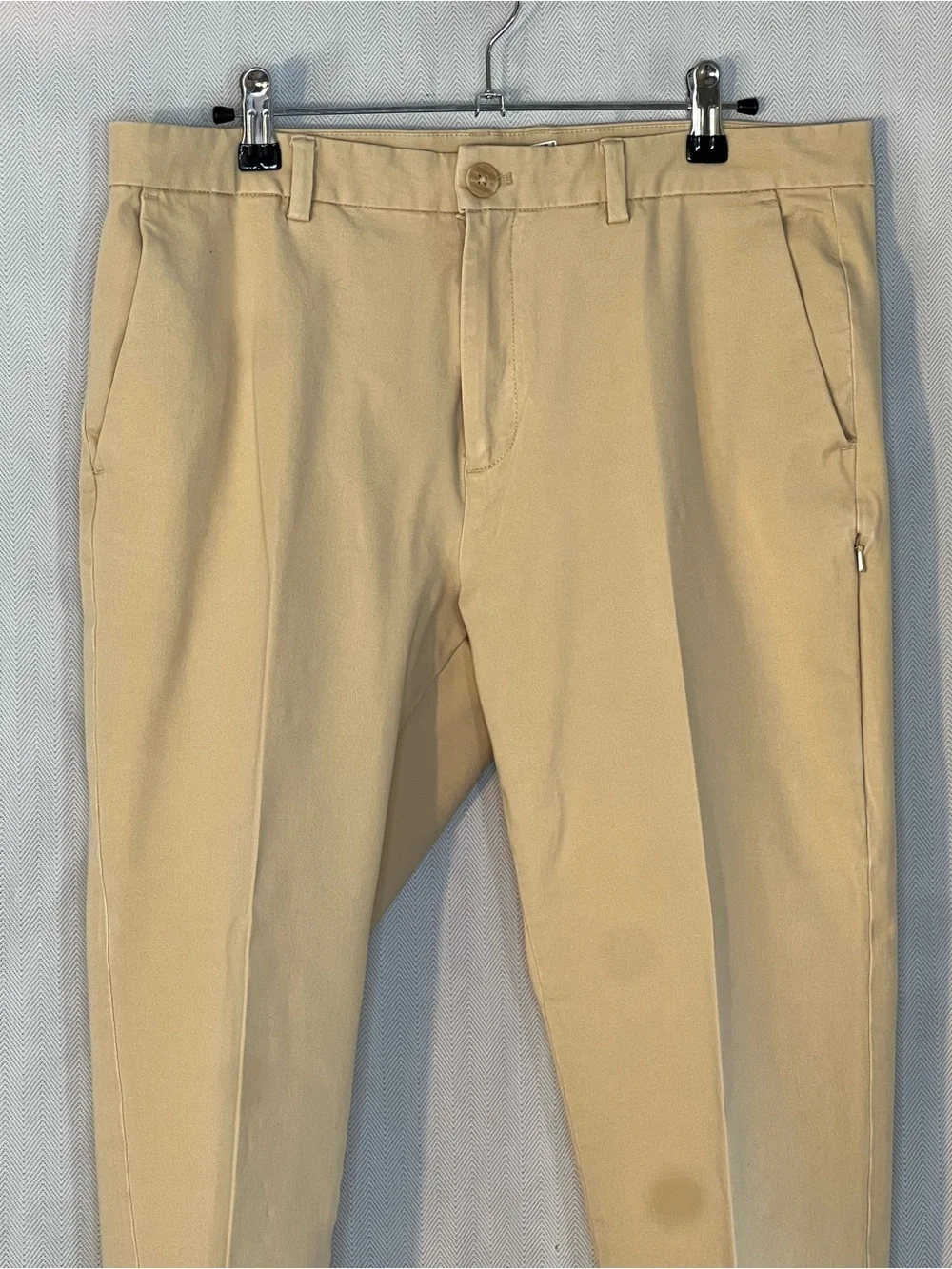 H by Halston Pants Beige Flat Front Vertical Side Zip Pocket Cotton Blend 32X30